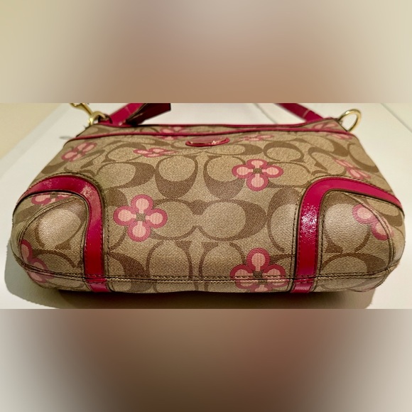 Coach Peyton Signature Clover Pink Trim Convertible Shoulder Bag - Picture 7 of 12